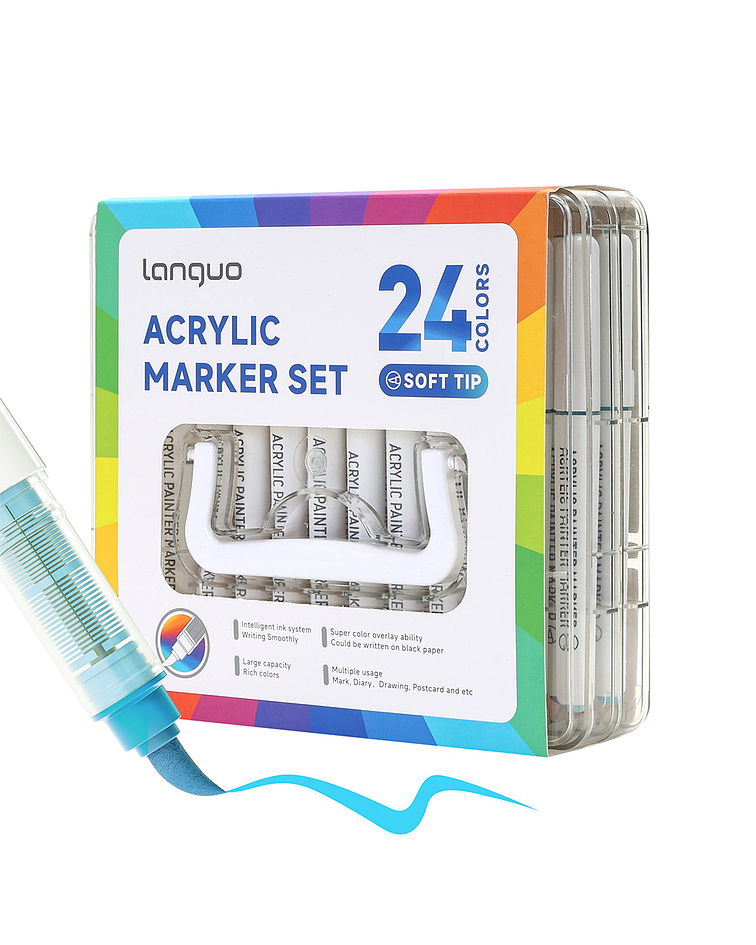24 Marcadores Acrílicos Punta Pincel - Languo