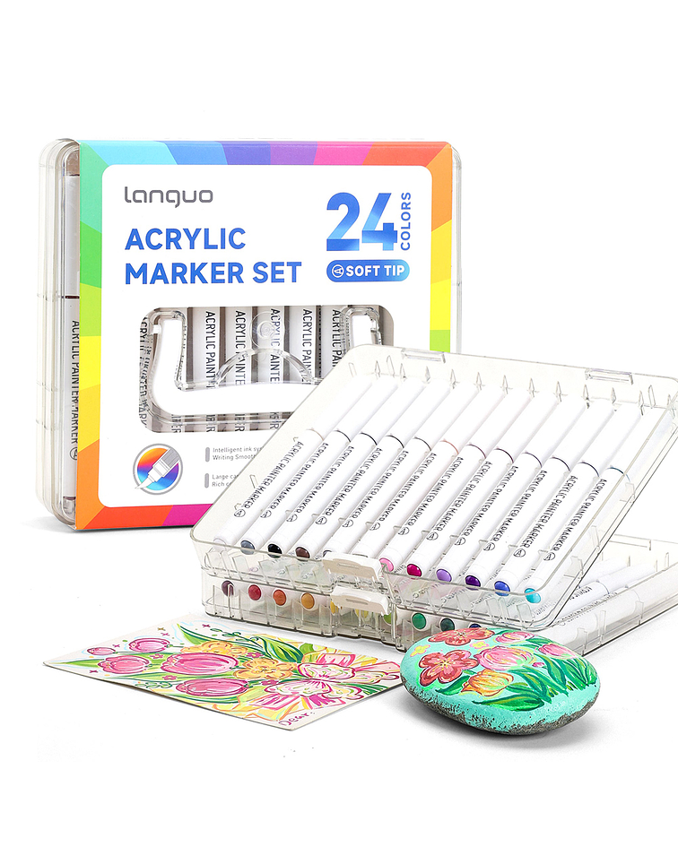 24 Marcadores Acrílicos Punta Pincel - Languo