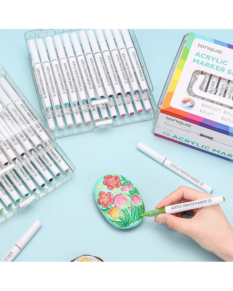 48 Marcadores Acrílicos Punta Pincel - Languo