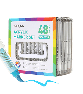 48 Marcadores Acrílicos Punta Pincel - Languo