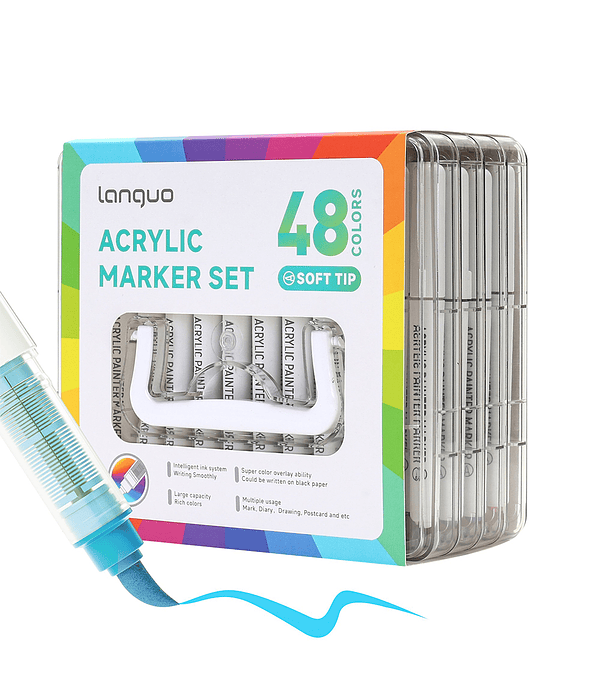 48 Marcadores Acrílicos Punta Pincel - Languo