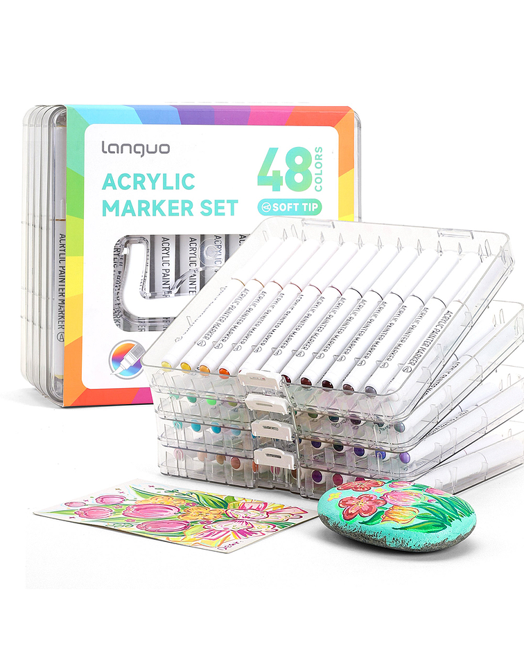 48 Marcadores Acrílicos Punta Pincel - Languo