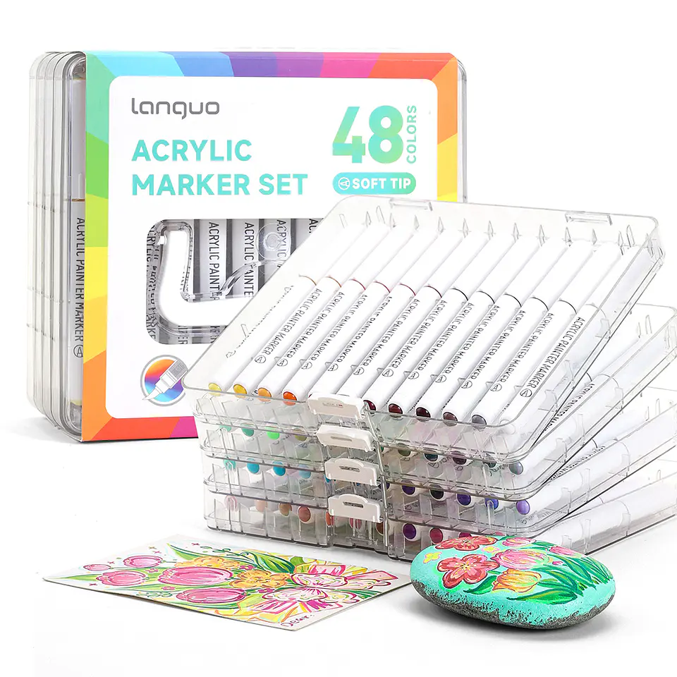 48 Marcadores Acrílicos Punta Pincel - Languo 3
