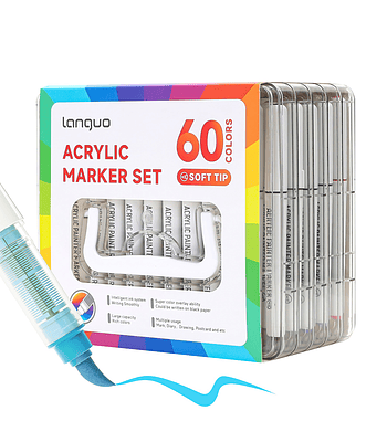60 Marcadores Acrílicos Punta Pincel - Languo