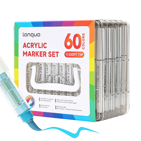 60 Marcadores Acrílicos Punta Pincel - Languo