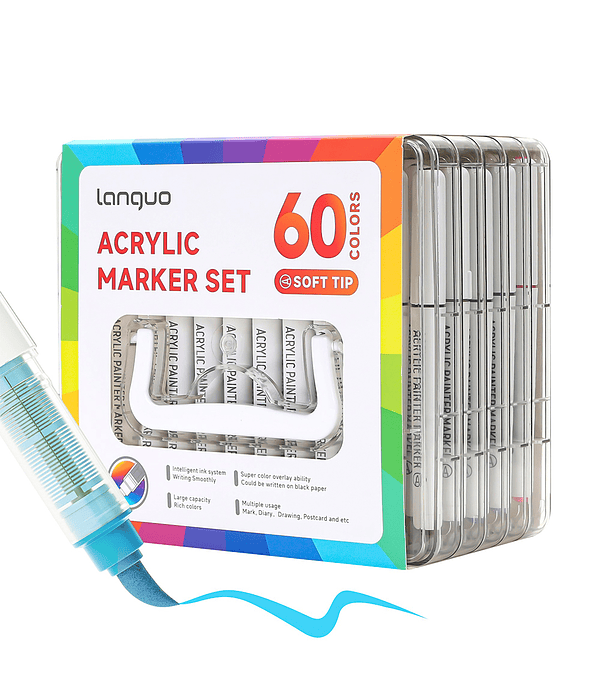 60 Marcadores Acrílicos Punta Pincel - Languo