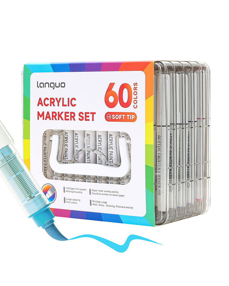 60 Marcadores Acrílicos Punta Pincel - Languo