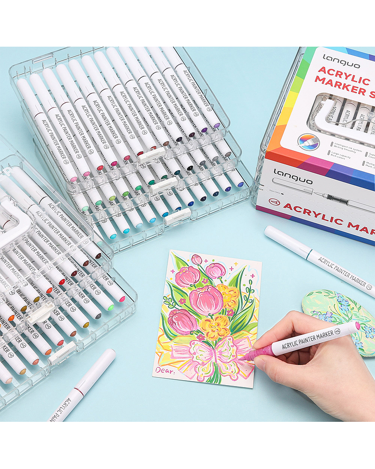60 Marcadores Acrílicos Punta Pincel - Languo