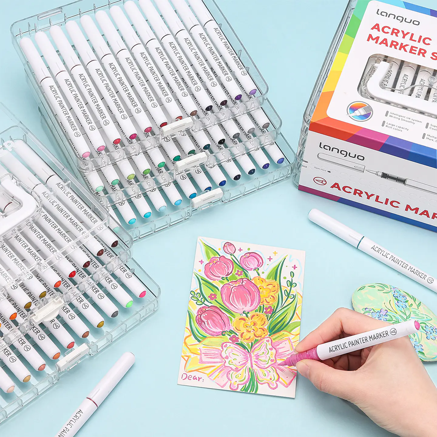 60 Marcadores Acrílicos Punta Pincel - Languo 6