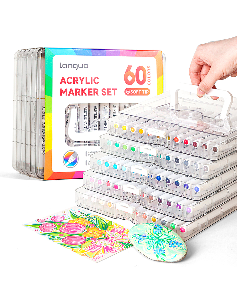 60 Marcadores Acrílicos Punta Pincel - Languo