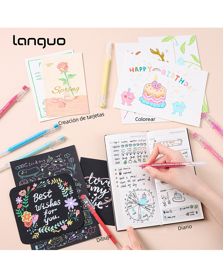 Set Lápices Gel 45 Colores -  Languo