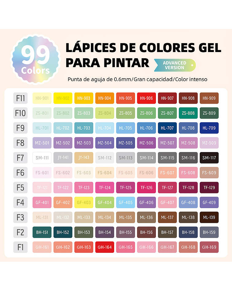 Set Lápices Gel 99 Colores - Languo
