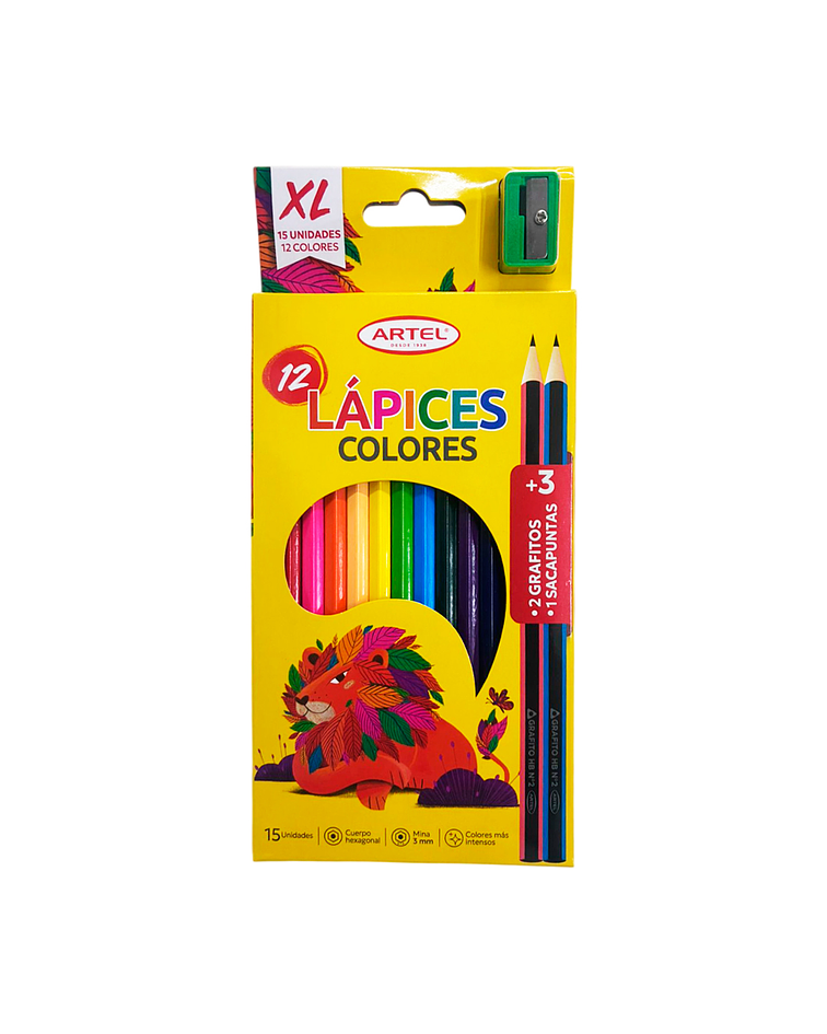 Estuche 12 Lapices de Colores Largos - Artel