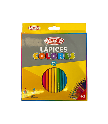 Estuche 24 Lapices de Colores Largos - Artel
