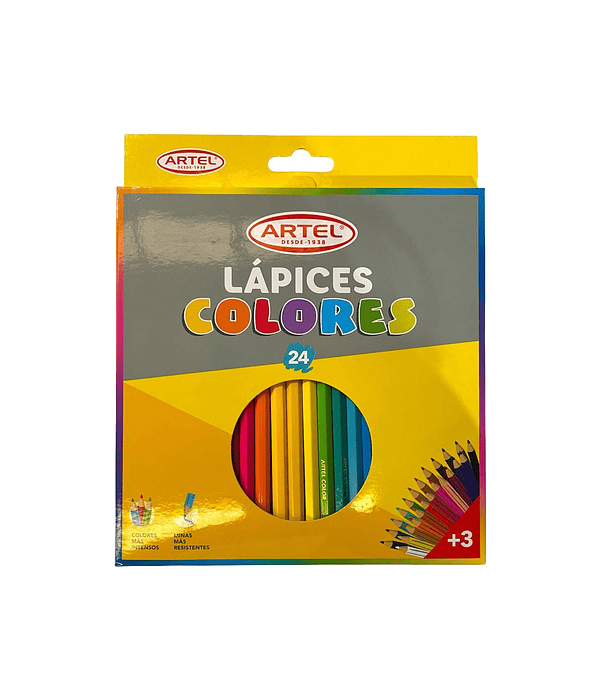 Estuche 24 Lapices de Colores Largos - Artel