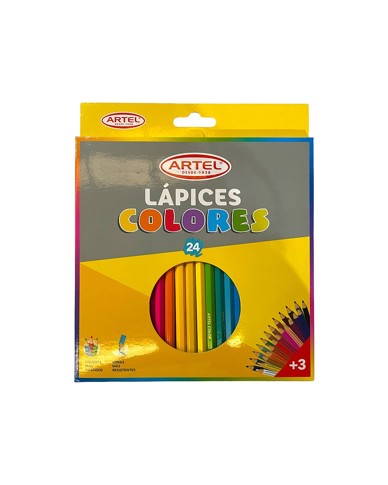 Estuche 24 Lapices de Colores Largos - Artel