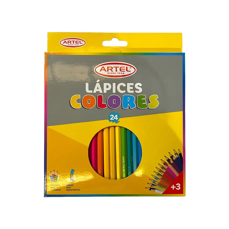 Estuche 24 Lapices de Colores Largos - Artel 1