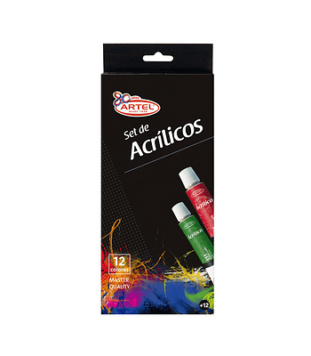 Set Acrílicos 12 Colores 12ml - Artel