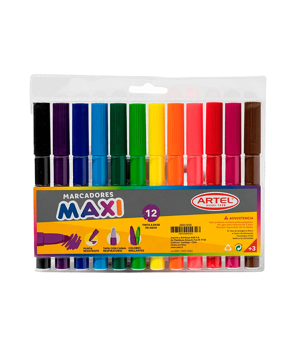 Marcadores Maxi 12 Colores - Artel