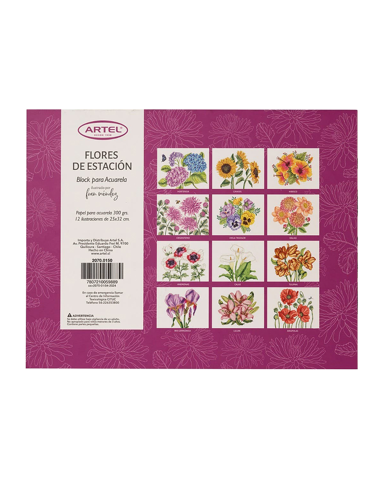 Block para colorear Flores de Estación - Artel