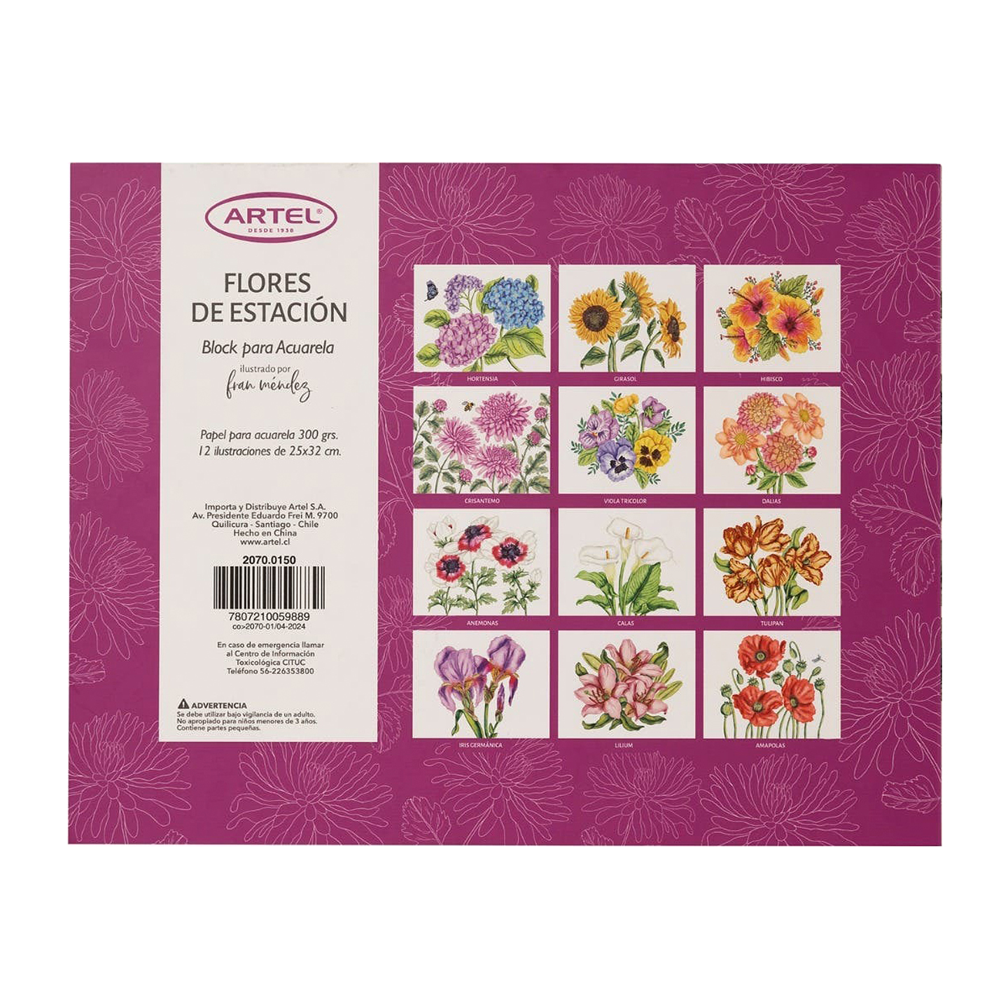 Block para colorear Flores de Estación - Artel 2