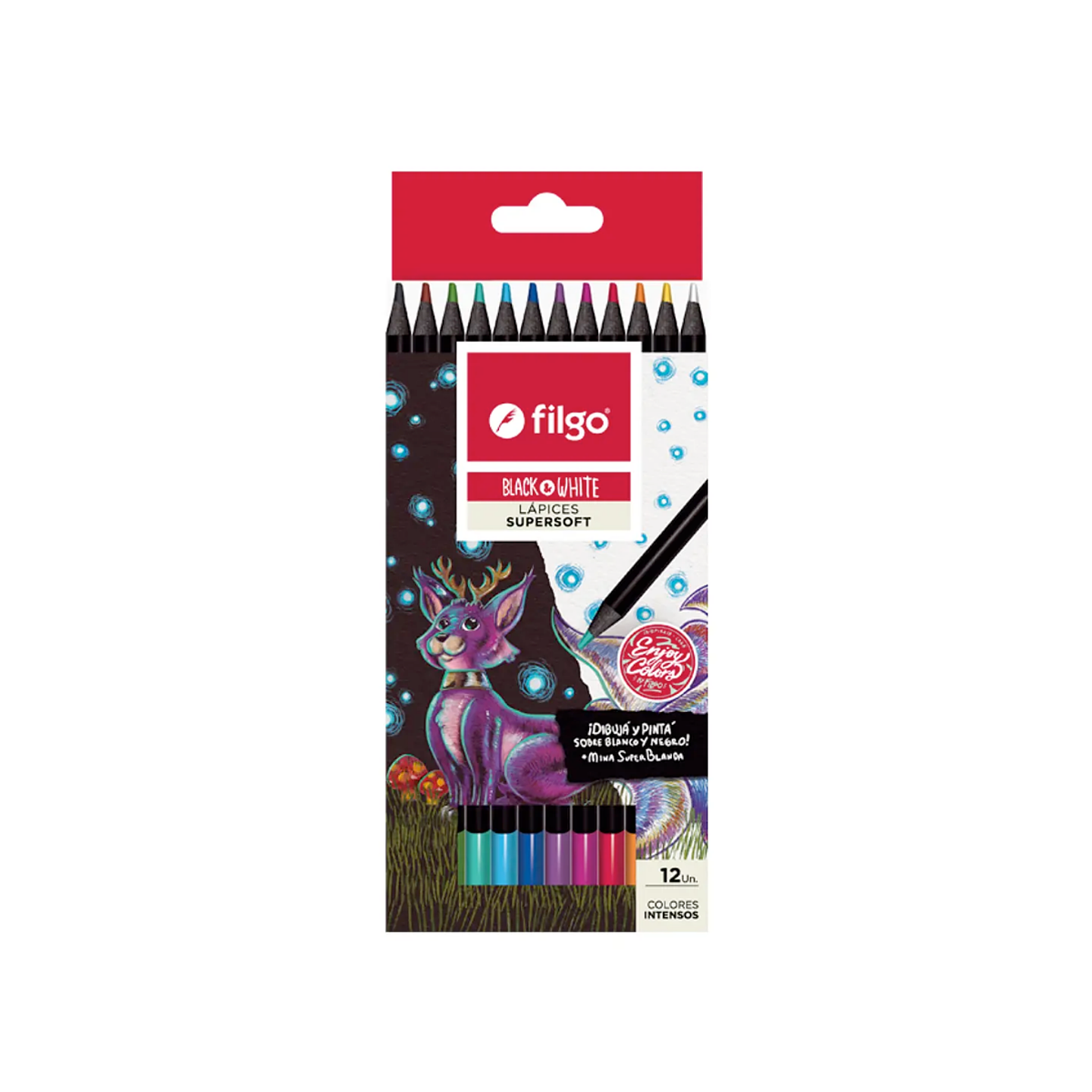 Lapices Color Filgo Black-White 12 Colores  1