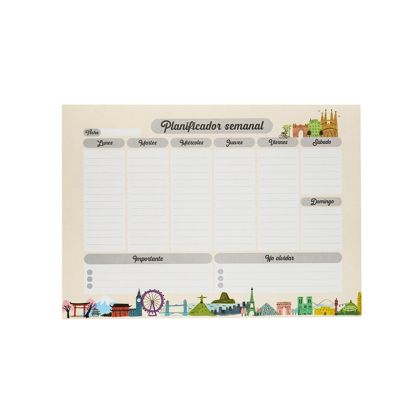 Planificador Semanal Artel Diseño Cities – Organizador 50 Hojas 2
