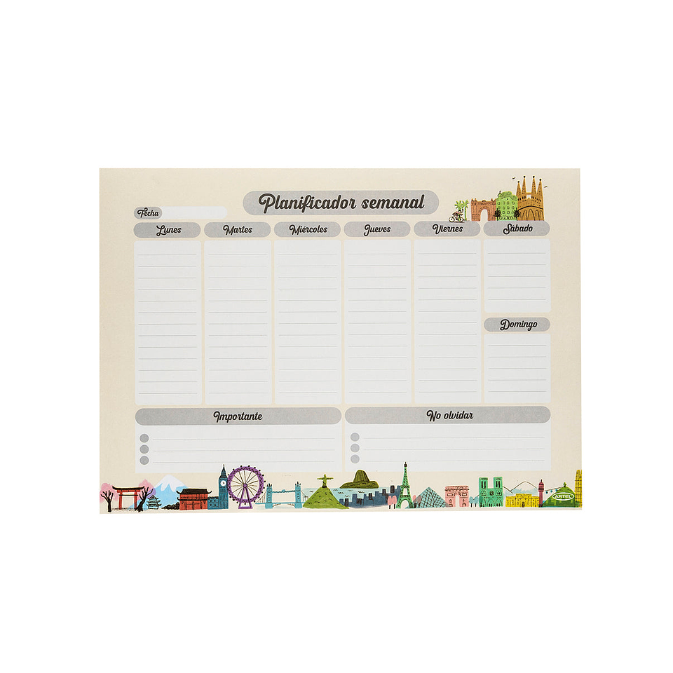 Planificador Semanal Artel Diseño Cities – Organizador 50 Hojas 2