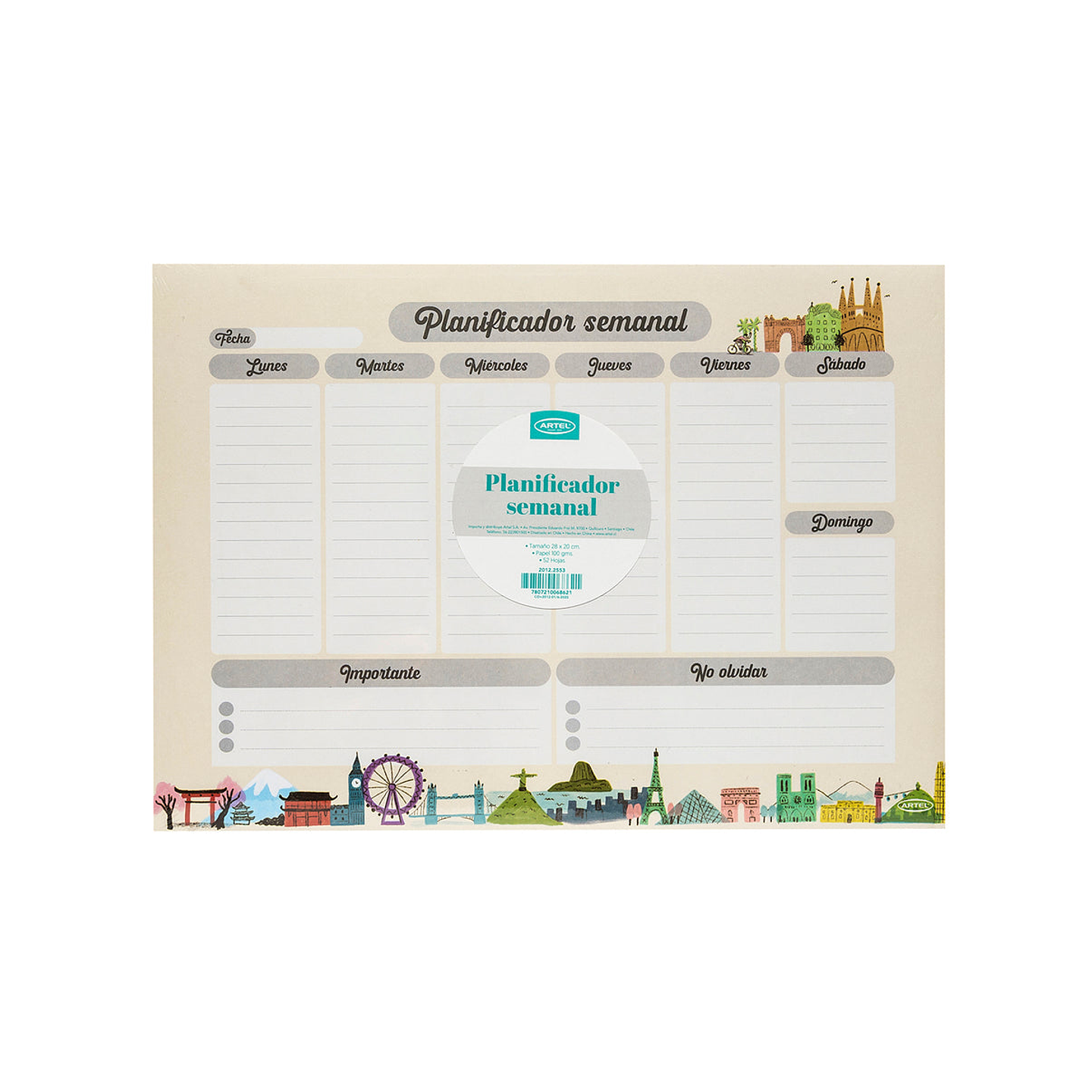 Planificador Semanal Artel Diseño Cities – Organizador 50 Hojas 1