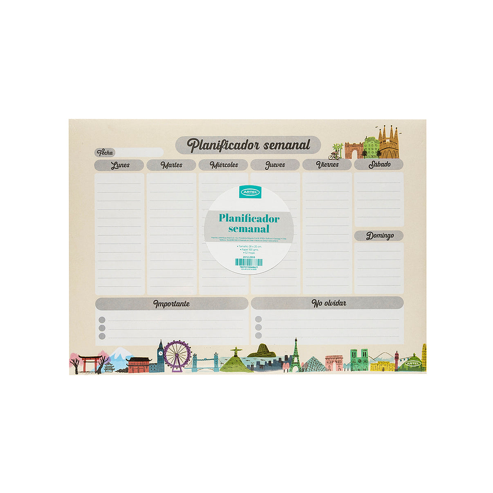 Planificador Semanal Artel Diseño Cities – Organizador 50 Hojas 1