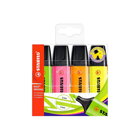 Stabilo Boss Original Set de 4 Destacadores Fluorescentes