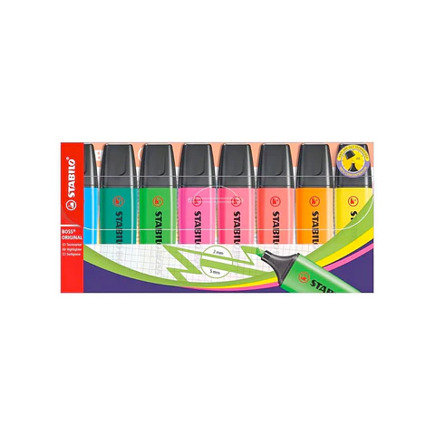 Set de 8 Destacadores Stabilo Boss Original Fluorescentes