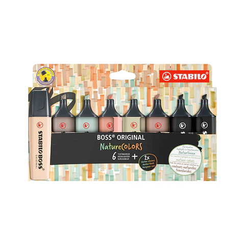 Set 8 Destacadores Stabilo Boss Original Nature + 2 Negros