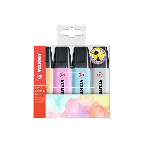 Set de 4 Destacadores Stabilo Boss Original Pastel