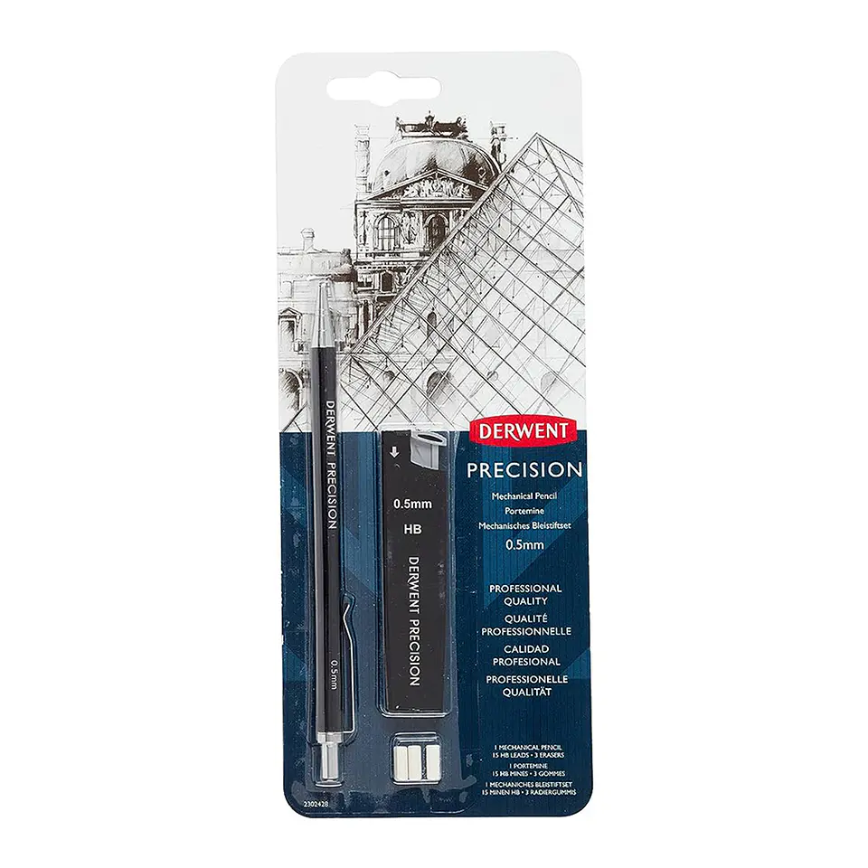 Set Portaminas de Precisión Derwent 0.5 mm HB + Minas de Repuesto 1