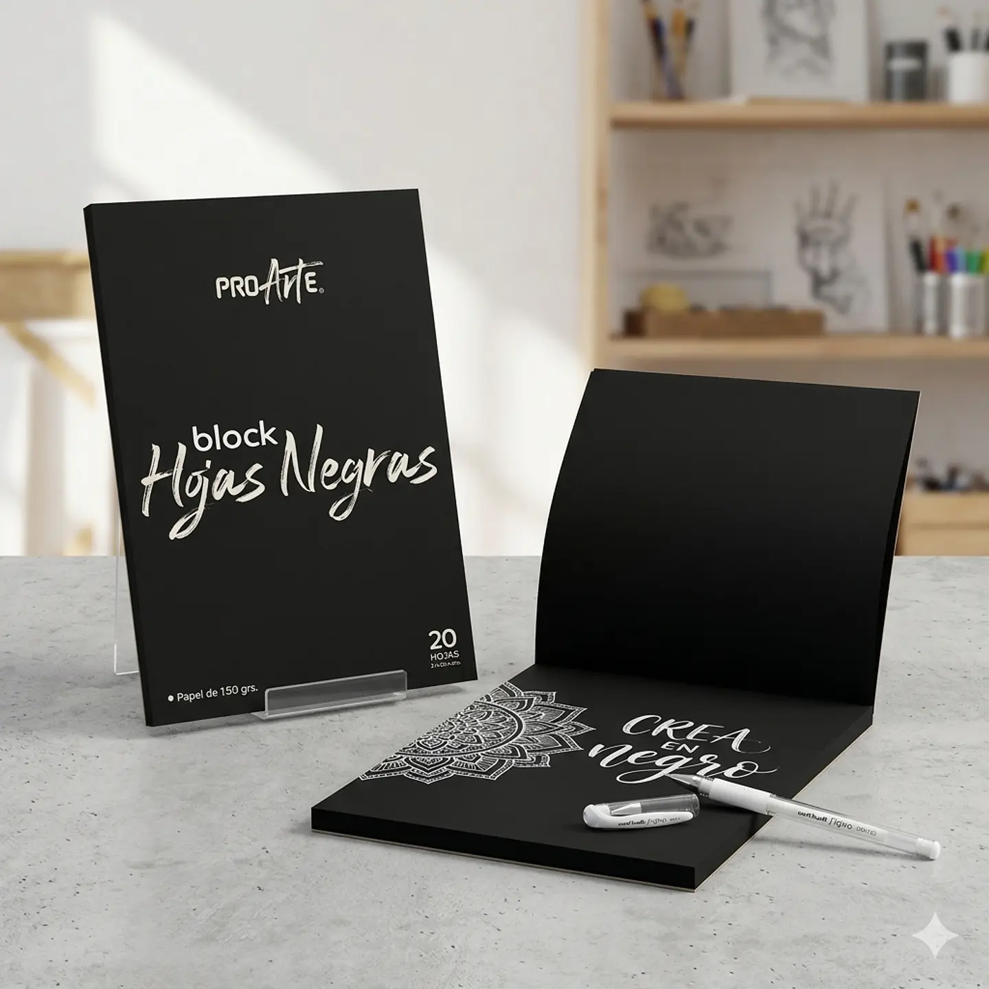 Block Proarte Hojas Negras 20 Hojas 150g 21x29,7 Cm A4 2