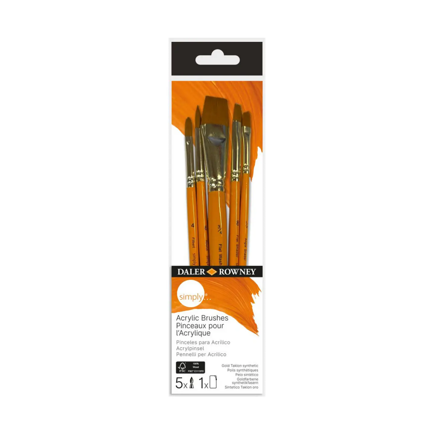 Set de Pinceles para Acrilico Daler Rowney Simply – 5 Piezas 1