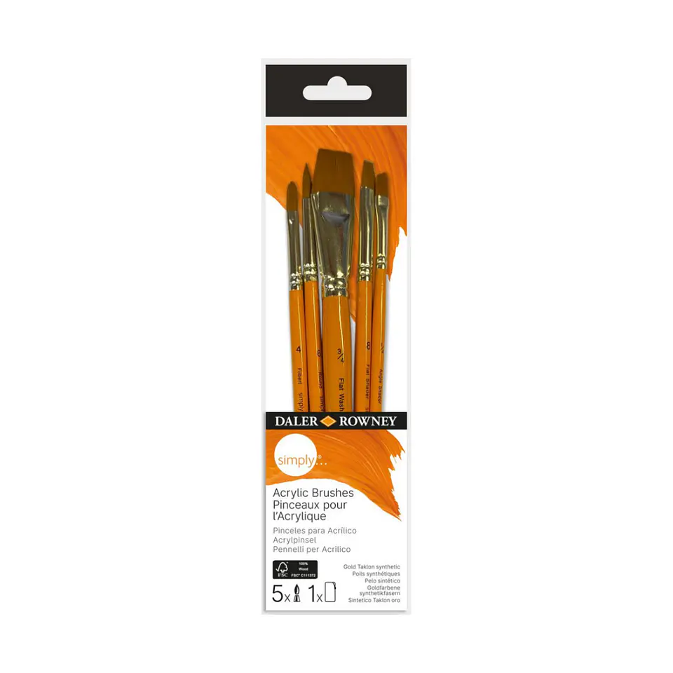 Set de Pinceles para Acrilico Daler Rowney Simply – 5 Piezas 1