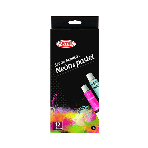 Set Pintura Acrílica Artel 6 Neón+6 Pastel 12 Ml