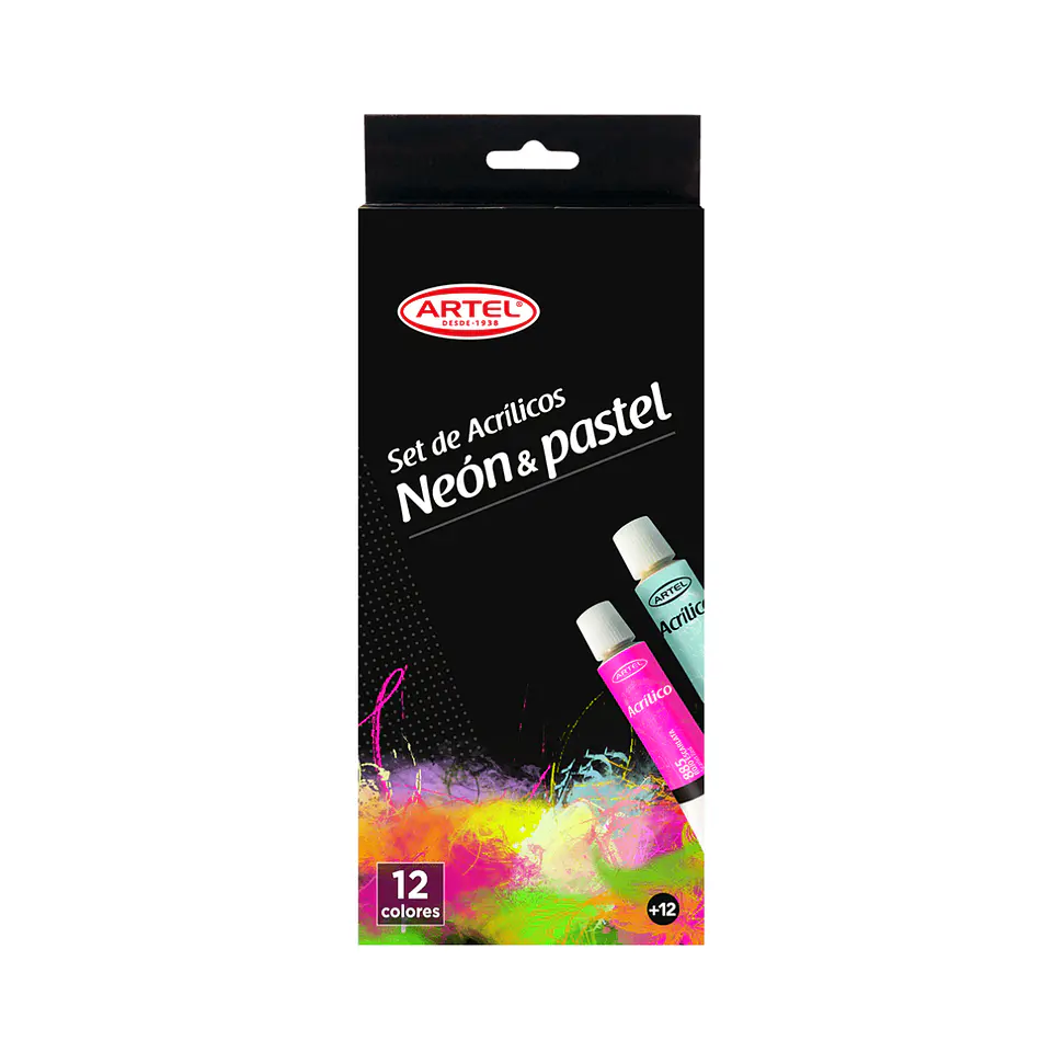 Set Pintura Acrílica Artel 6 Neón+6 Pastel 12 Ml 1
