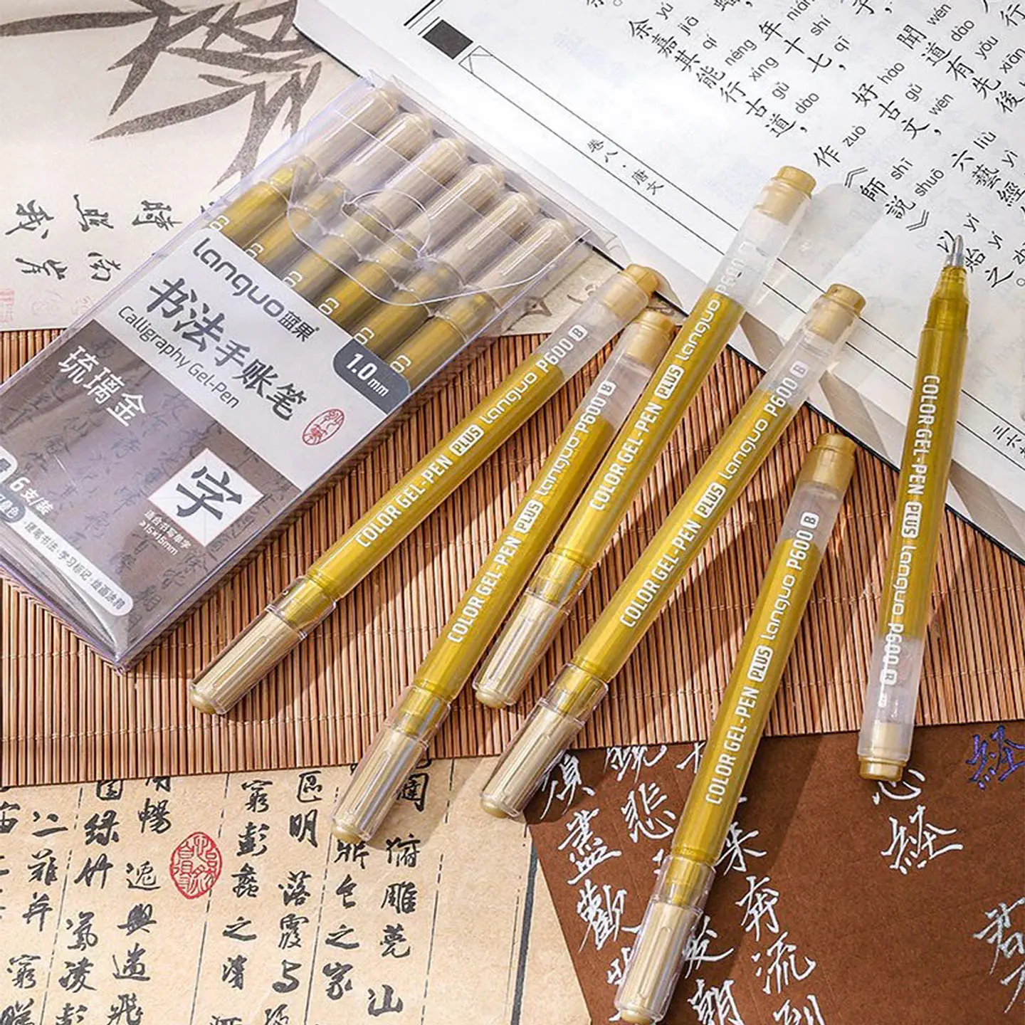 Set 6 Lápices Gel 1.0mm Oro - Languo 4