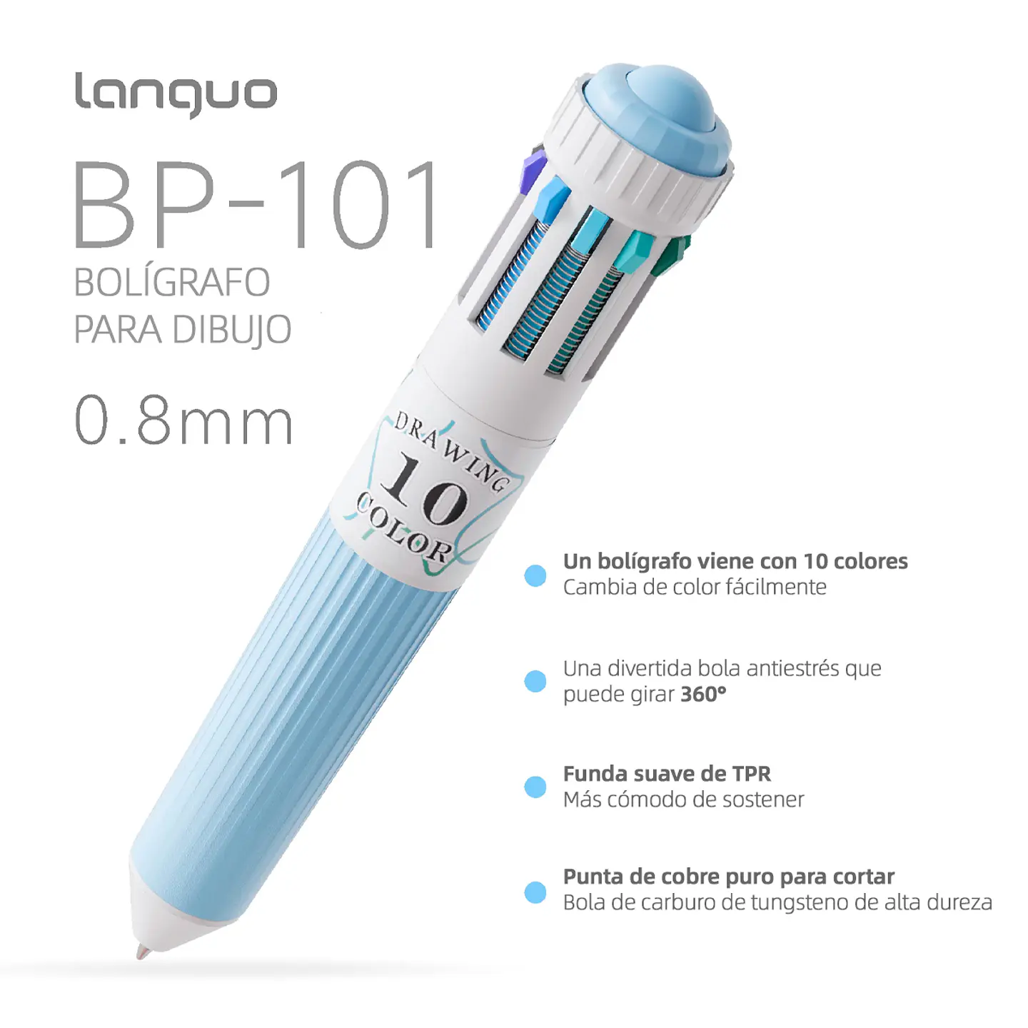 3 Bolígrafos Multicolor 10 en 1 punta 0.8 mm - Languo 3