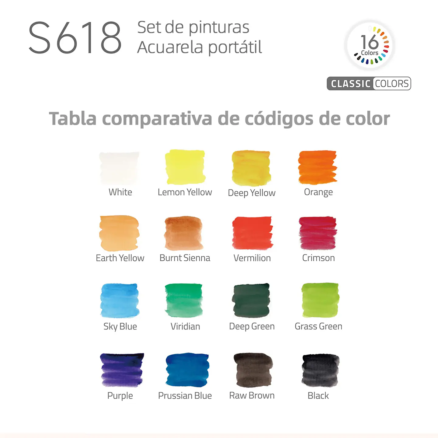 Set De Acuarelas Portátil 16 Colores Clásicos - Languo 2