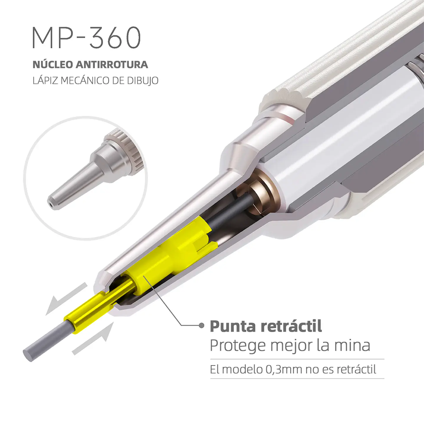 Portaminas mecánico 0,7mm Plateado - Languo 3