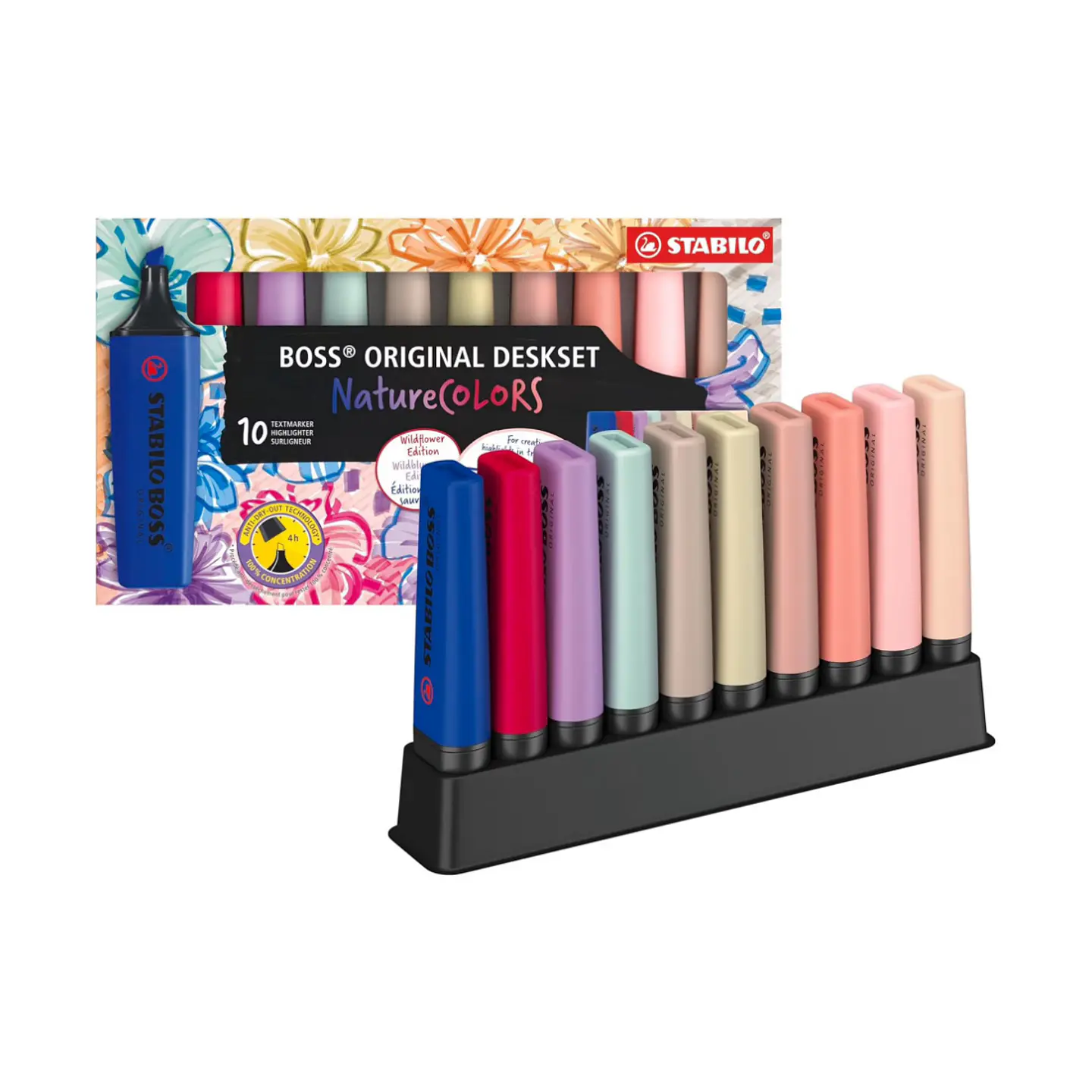Set de 10 Destacadores STABILO BOSS Original – NatureCOLORS Wildflower Edition (con Base) 2