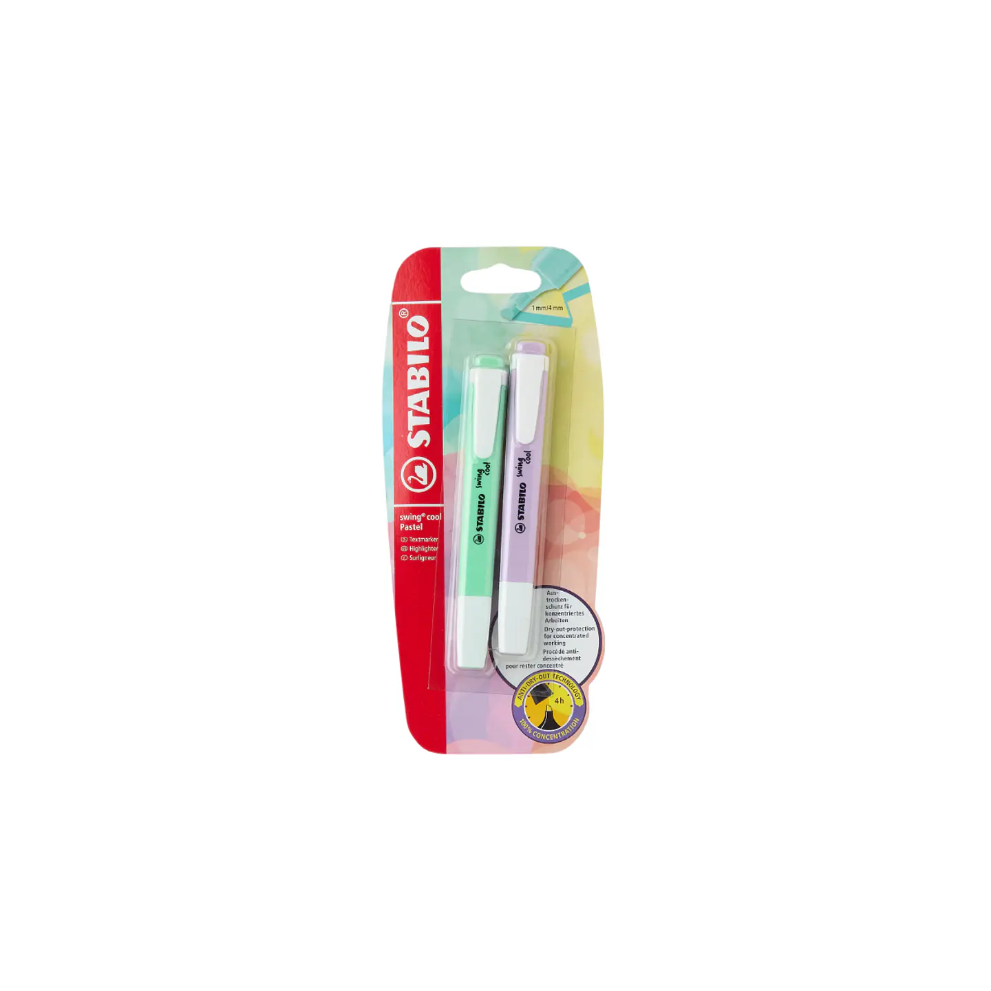 Pack de 2 Destacadores STABILO Swing Cool – Tonos Lila y Menta Pastel 1