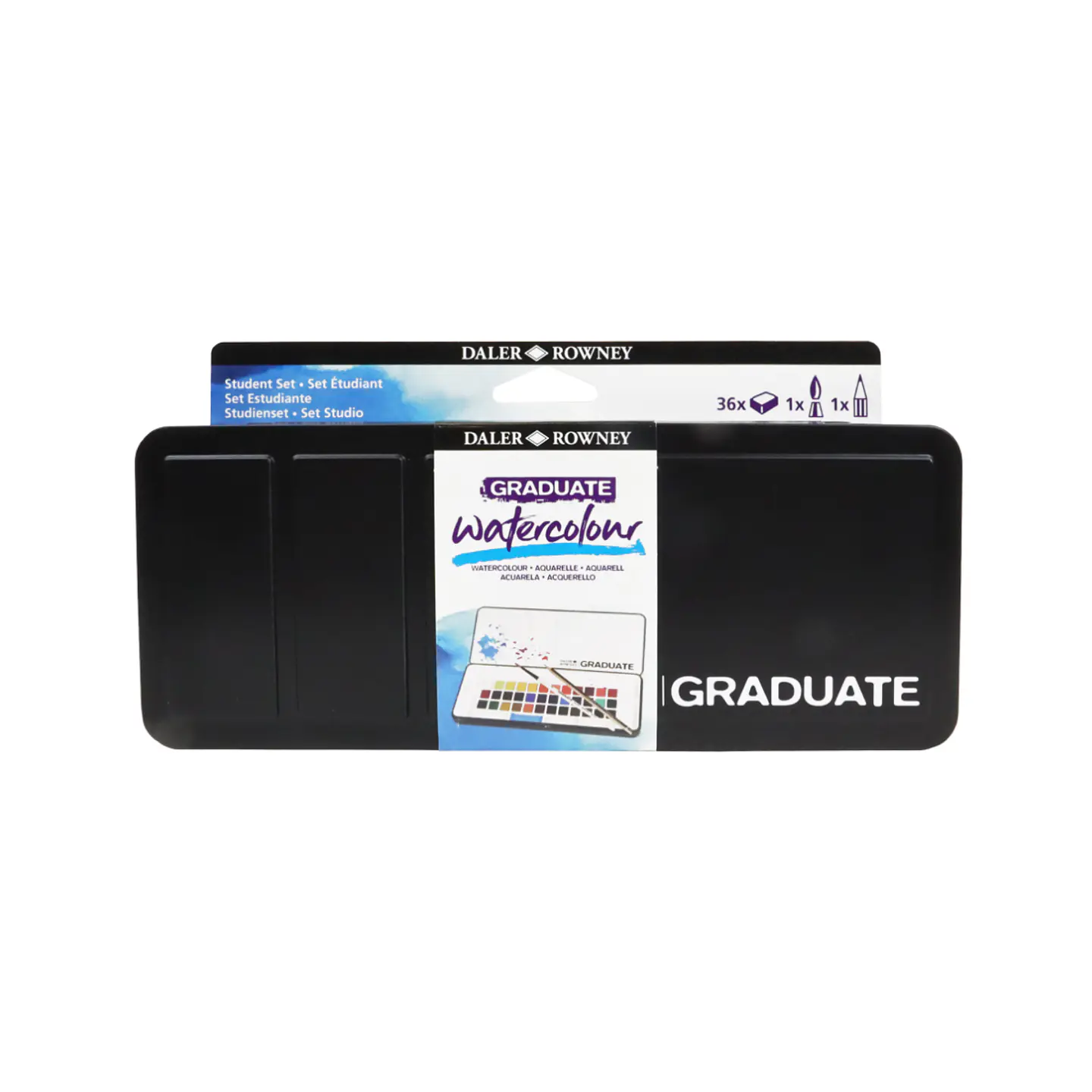 Estuche de Acuarelas Profesionales Daler Rowney Graduate - 36 Colores, Pincel y Lápiz 1