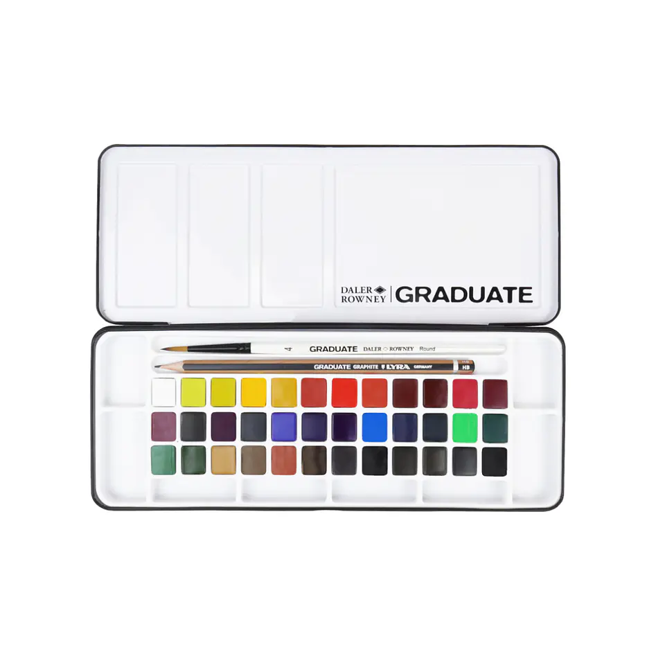 Estuche de Acuarelas Profesionales Daler Rowney Graduate - 36 Colores, Pincel y Lápiz 2
