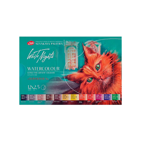 Set Acuarelas White Nights 12 Colores Animalistics
