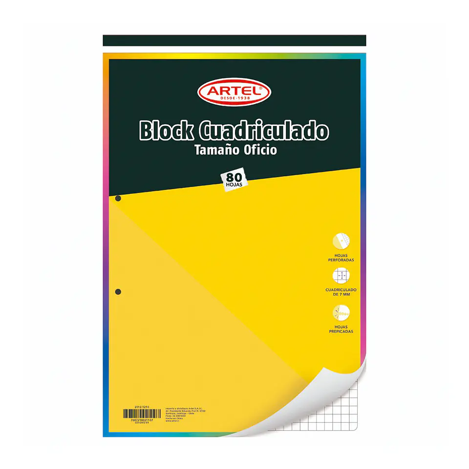 Block Prepicado 80 Hojas Cuadriculada 7 Mm - Artel 3